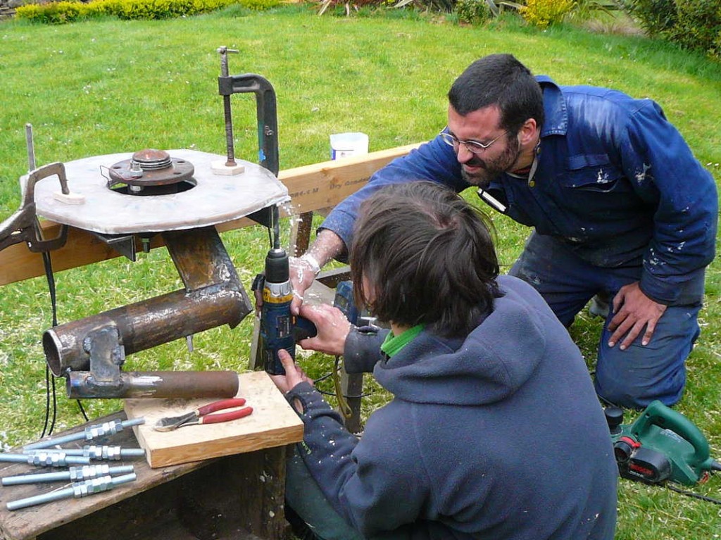 Drilling the stator.  We did not hit any wires.